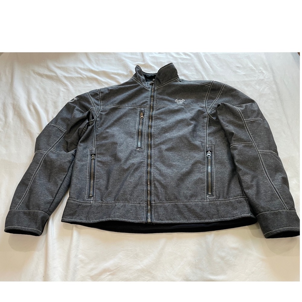 Cowboy Hardware Mens Gray Softshell Western Jacket Full Zip Embroidered Medium